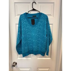 Blue Zebra Striped Patterned Sweater